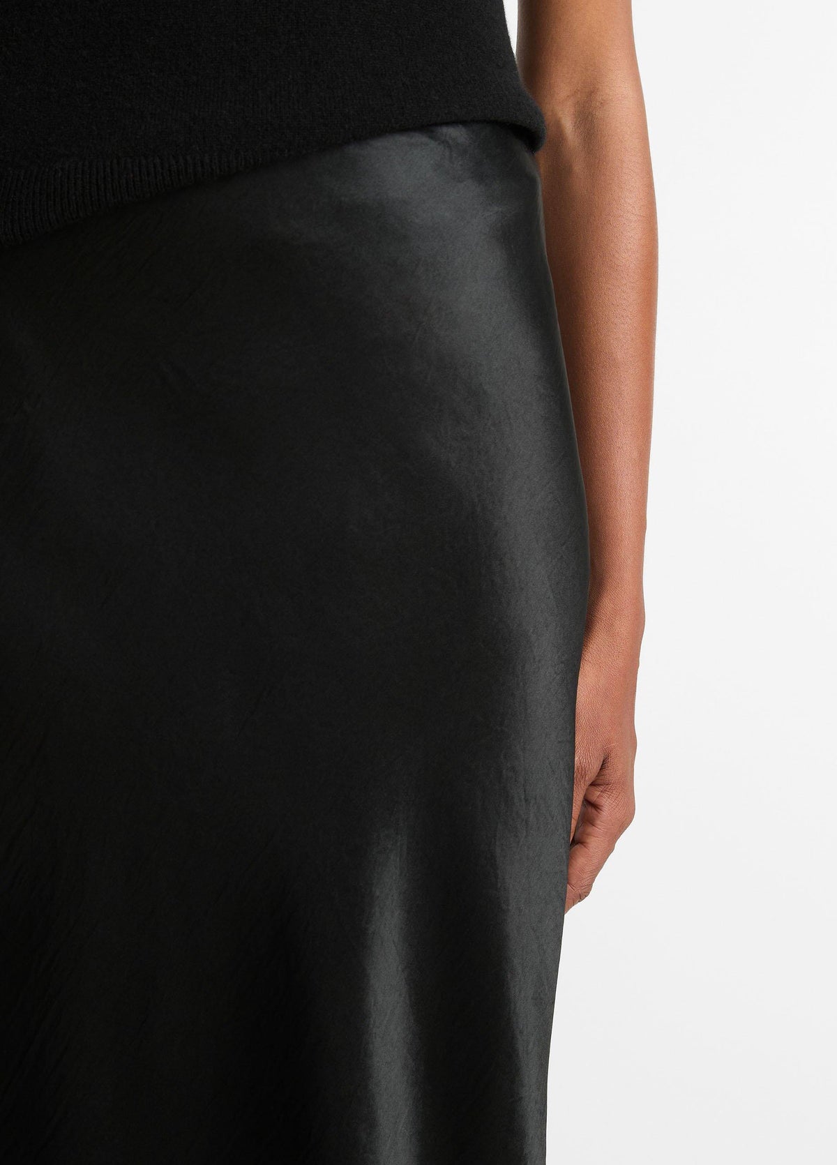 Satin Side-Slit Slip Skirt - US 7267