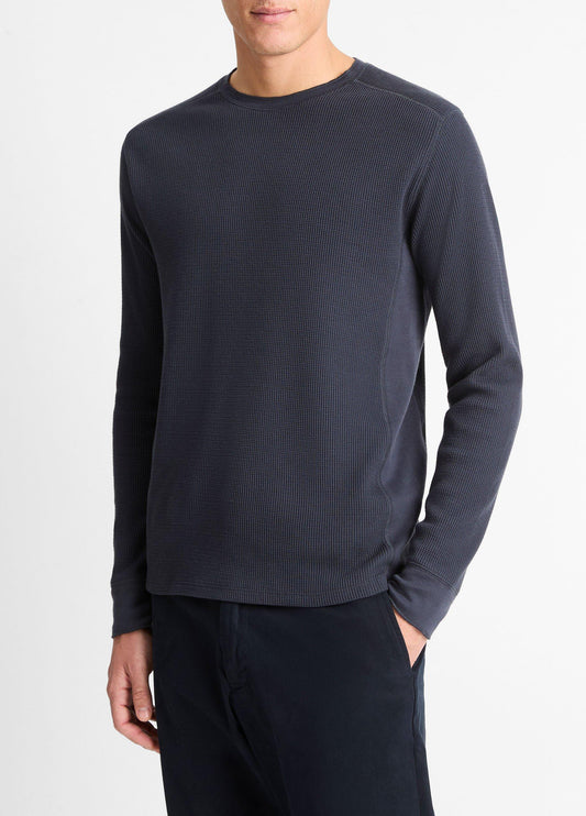 Pima Cotton-Blend Thermal Long-Sleeve Pullover - US 7643