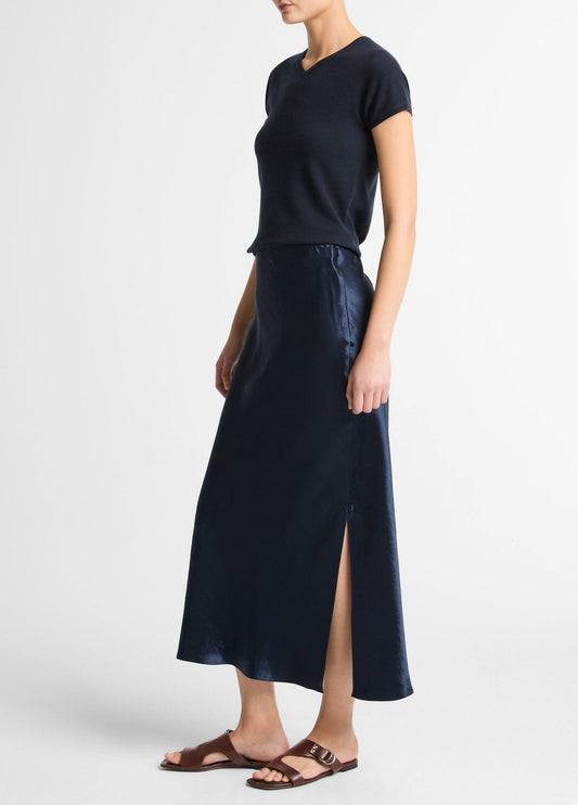 Satin Side-Slit Slip Skirt - US 6887