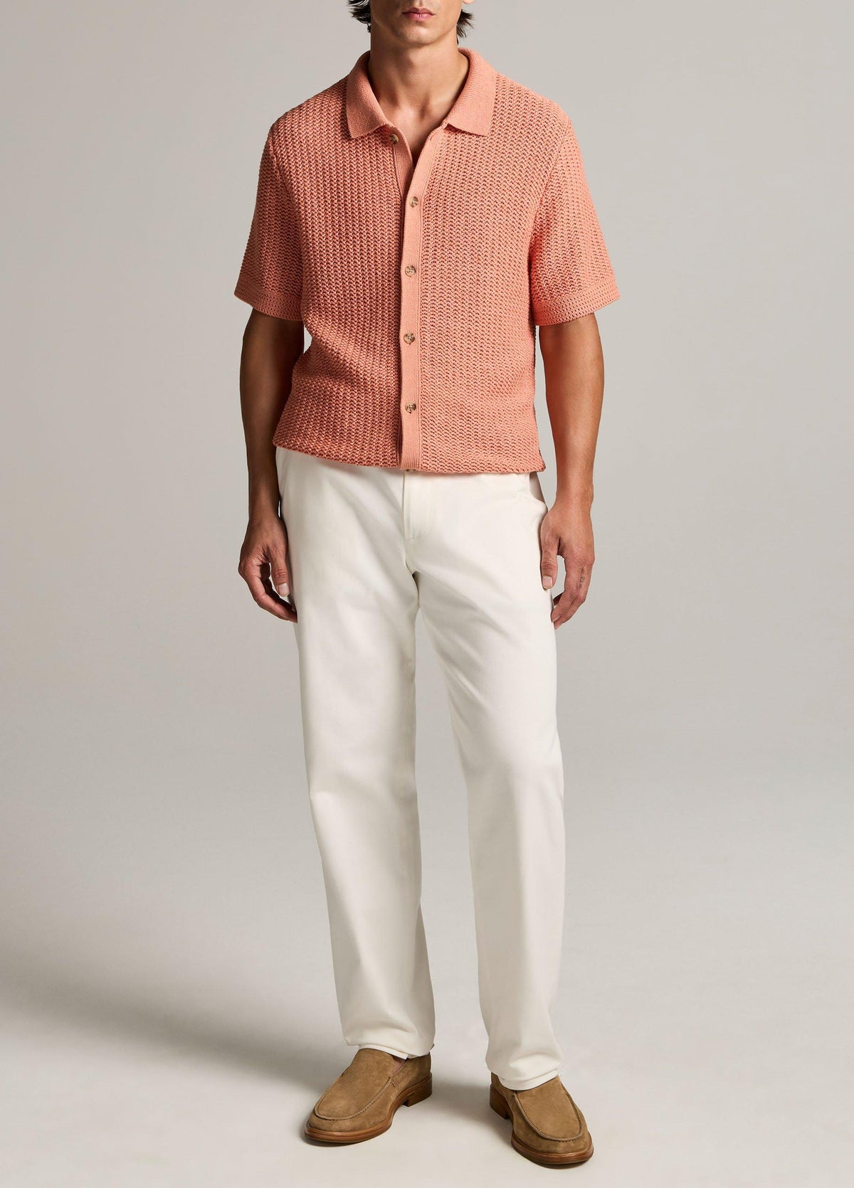 Cotton Crochet Button-Front Shirt - US 5092