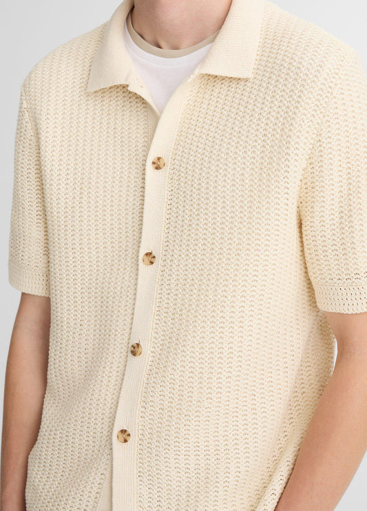 Cotton Crochet Button-Front Shirt - US 2975