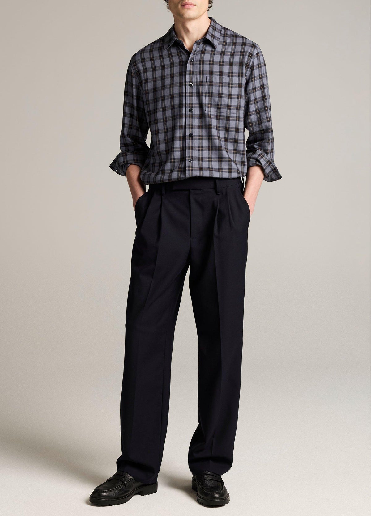 Allen Plaid Cotton-Blend Button-Front Shirt - US 5934