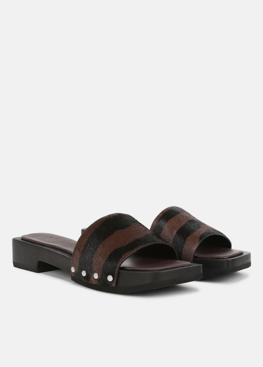 Barbara Animal-Print Calf Hair Slide Sandal - US 1384
