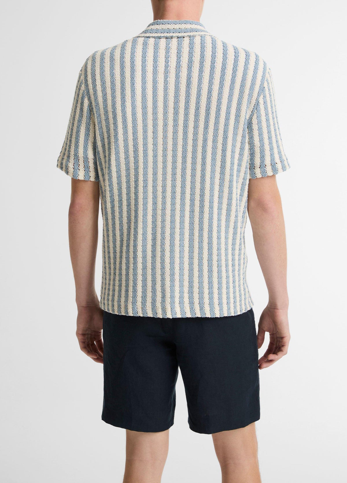 Beach Stripe Italian Cotton-Blend Button-Front Shirt - US 4743