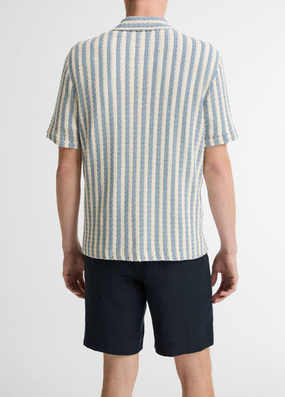 Beach Stripe Italian Cotton-Blend Button-Front Shirt - US 4743