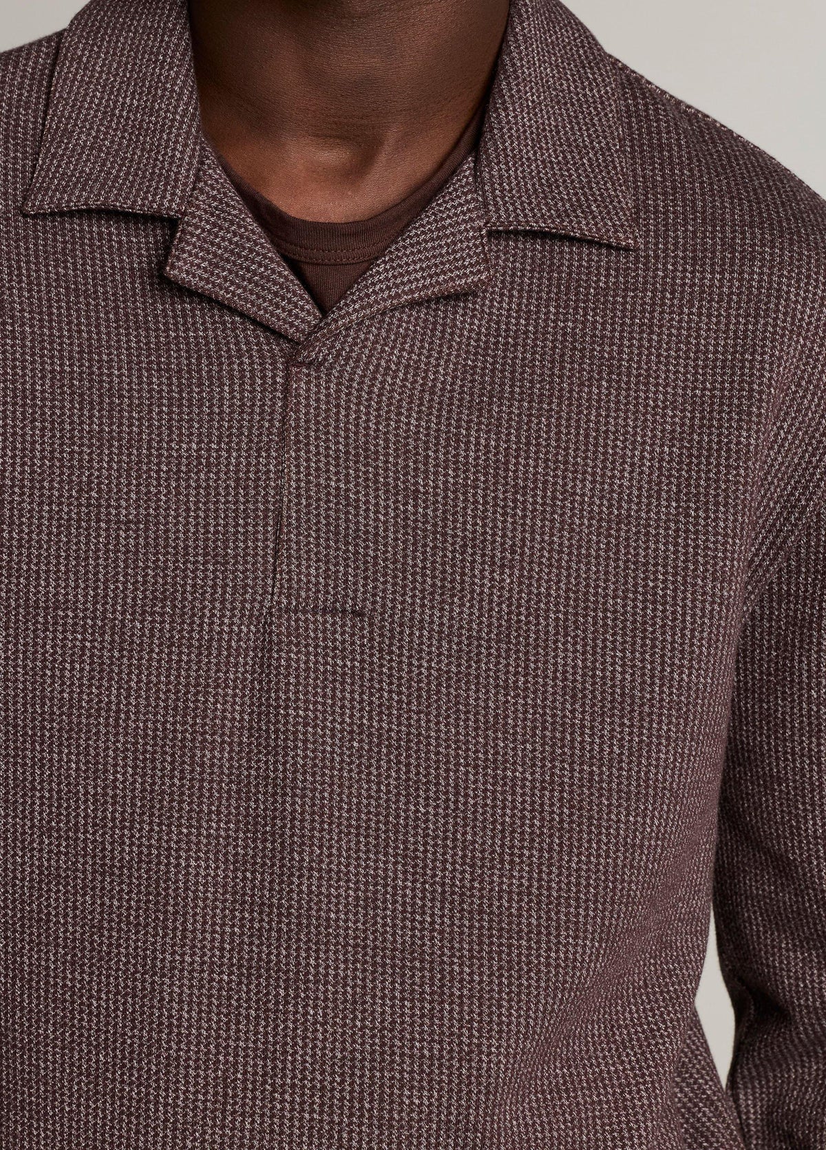 Blurred Birdseye Cotton-Blend Johnny-Collar Shirt - US 7724