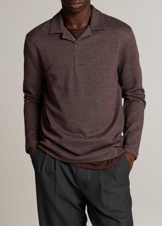 Blurred Birdseye Cotton-Blend Johnny-Collar Shirt - US 7724
