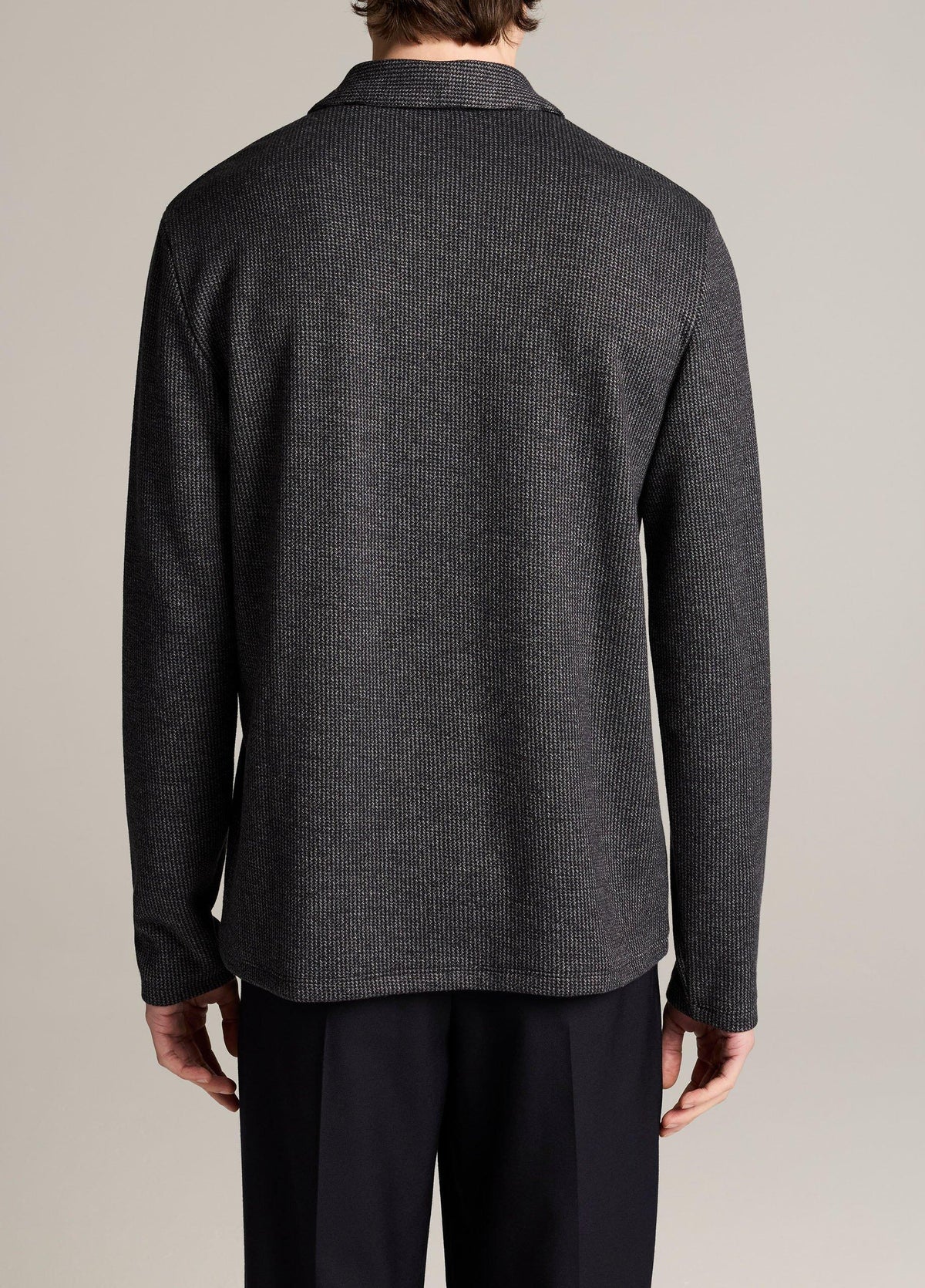 Blurred Birdseye Cotton-Blend Johnny-Collar Shirt - US 2070