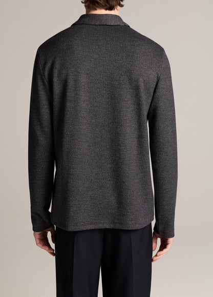 Blurred Birdseye Cotton-Blend Johnny-Collar Shirt - US 2070