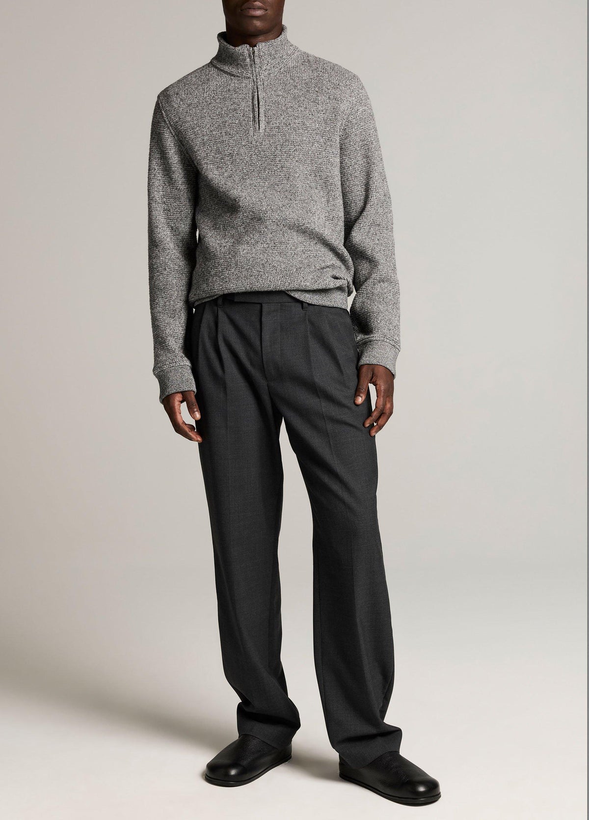 Brushed Cotton-Blend Waffle Quarter-Zip Pullover - US 3429
