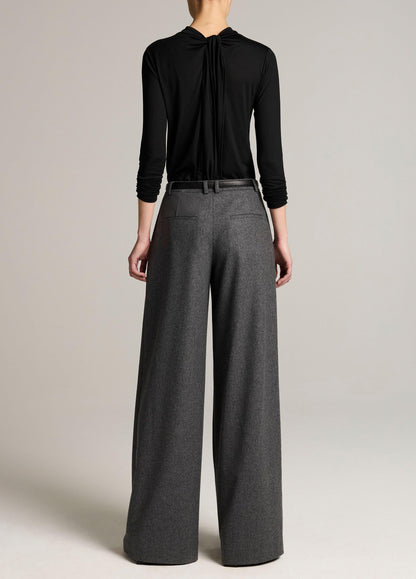 Camille Italian Wool-Blend Flannel Wide-Leg Trouser - US 0433