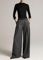 Camille Italian Wool-Blend Flannel Wide-Leg Trouser - US 0433