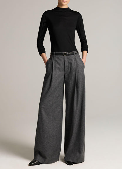 Camille Italian Wool-Blend Flannel Wide-Leg Trouser - US 0433