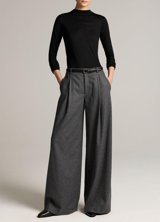 Camille Italian Wool-Blend Flannel Wide-Leg Trouser - US 0433