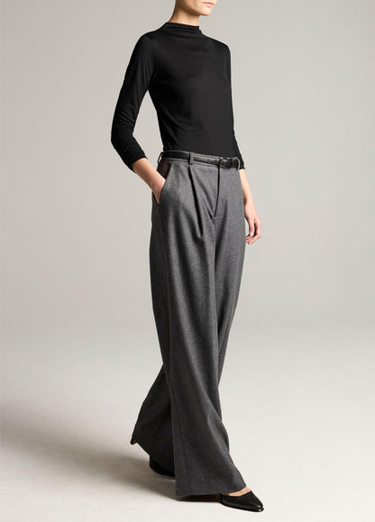 Camille Italian Wool-Blend Flannel Wide-Leg Trouser - US 0433