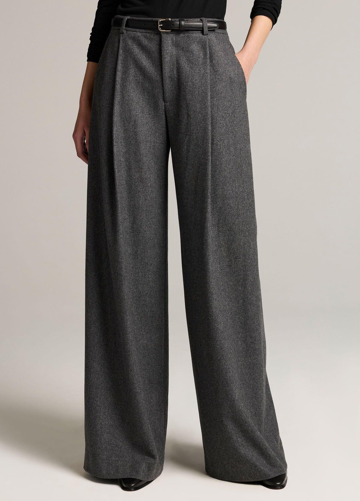 Camille Italian Wool-Blend Flannel Wide-Leg Trouser - US 0433