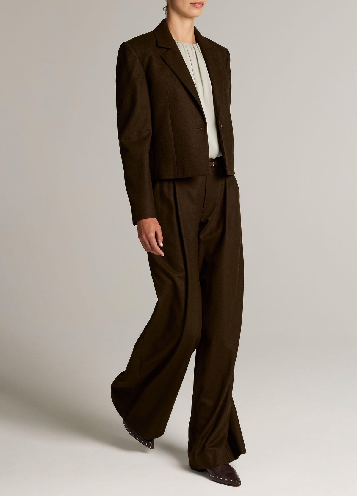 Camille Italian Wool-Blend Flannel Wide-Leg Trouser - US 4773