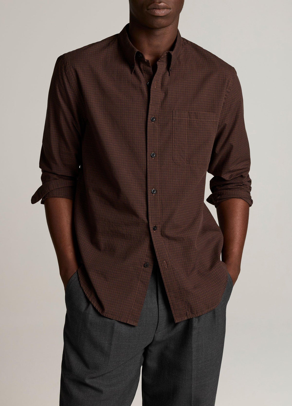 Carnes Plaid Cotton Button-Down Shirt - US 1136