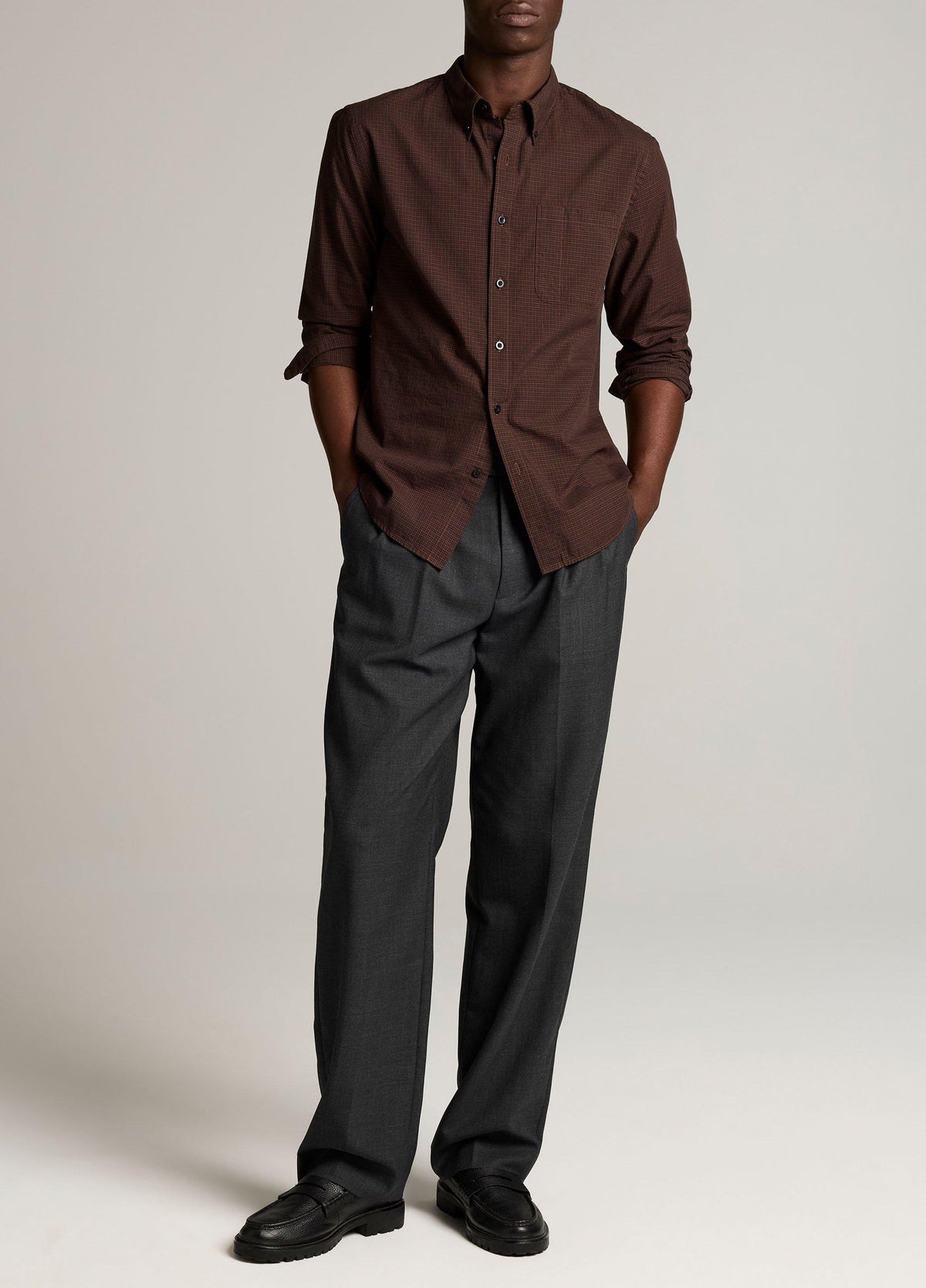 Carnes Plaid Cotton Button-Down Shirt - US 1136