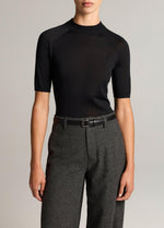 Cashmere-Silk Mock-Neck Raglan Sweater - US 0005