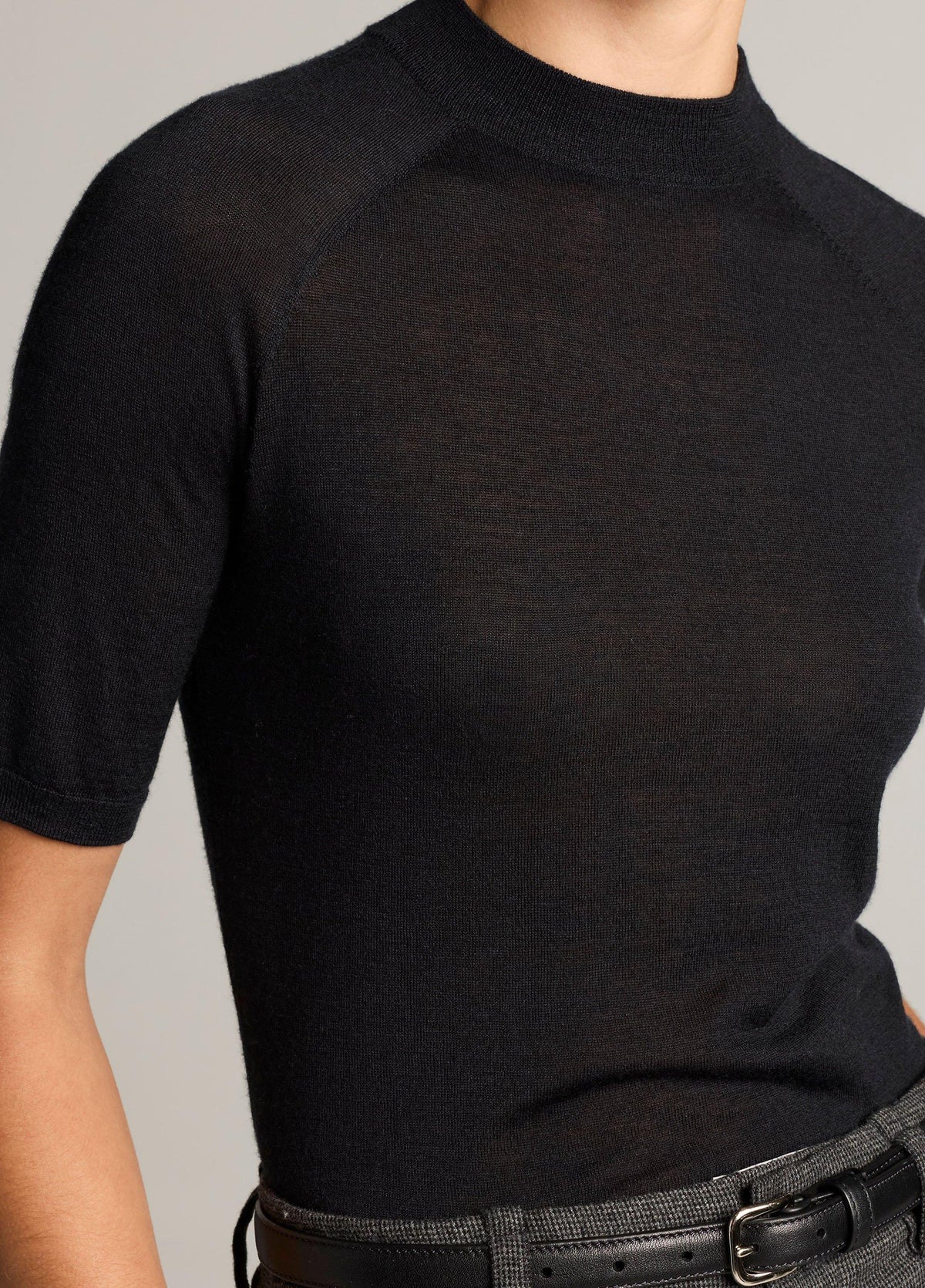 Cashmere-Silk Mock-Neck Raglan Sweater - US 0005