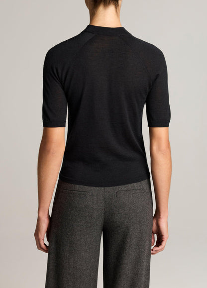 Cashmere-Silk Mock-Neck Raglan Sweater - US 0005
