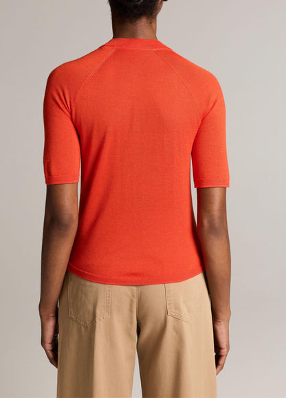 Cashmere-Silk Mock-Neck Raglan Sweater - US 6343