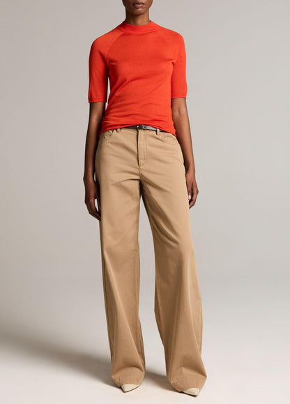 Cashmere-Silk Mock-Neck Raglan Sweater - US 6343