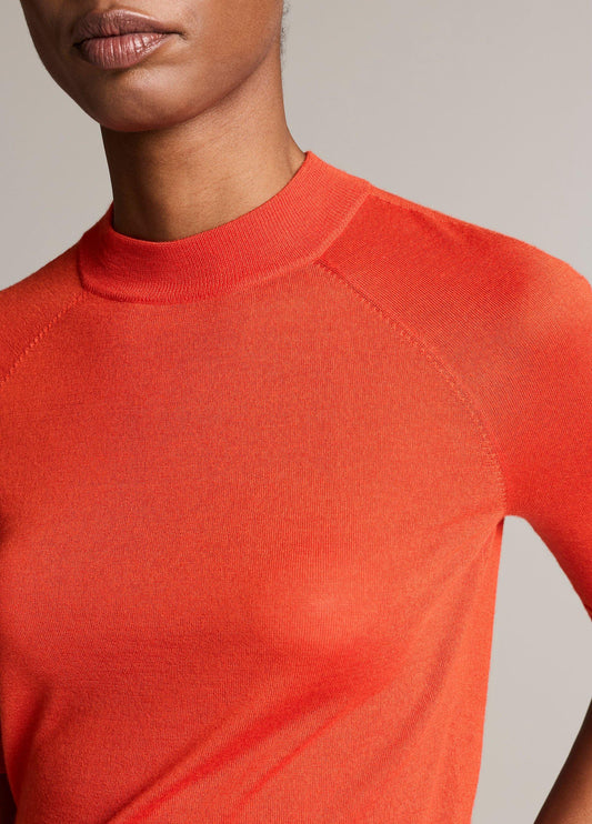 Cashmere-Silk Mock-Neck Raglan Sweater - US 6343