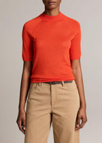 Cashmere-Silk Mock-Neck Raglan Sweater - US 6343