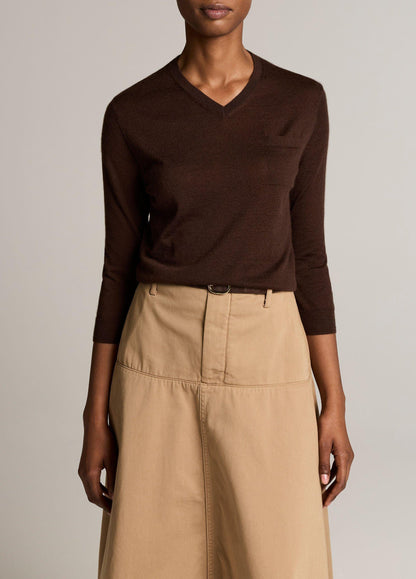 Cashmere-Silk Pocket V-Neck Sweater - US 1830