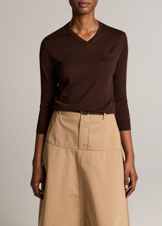 Cashmere-Silk Pocket V-Neck Sweater - US 1830