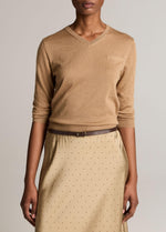 Cashmere-Silk Pocket V-Neck Sweater - US 2037