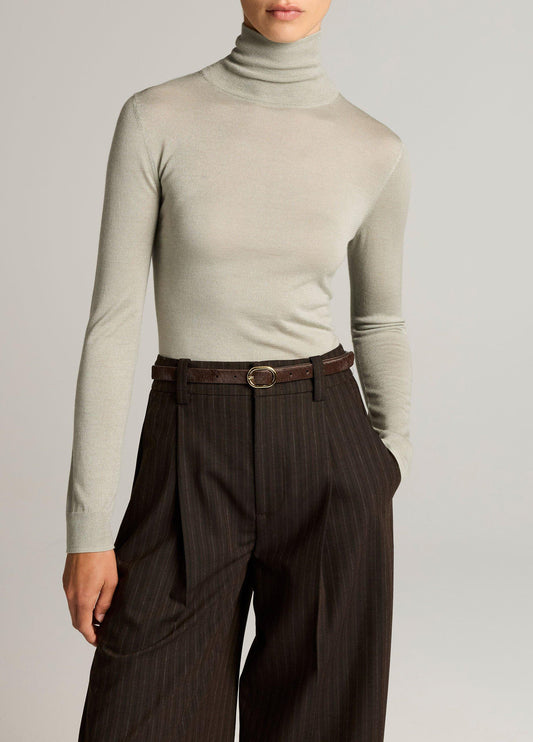 Cashmere-Silk Slim Turtleneck Sweater - US 6529
