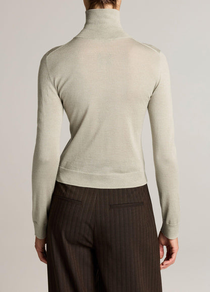 Cashmere-Silk Slim Turtleneck Sweater - US 6529