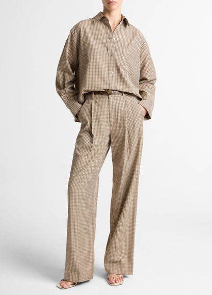 Checked Italian Cotton-Blend Cropped Button-Front Shirt - US 6120