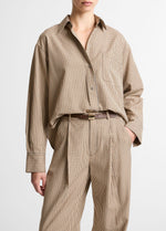 Checked Italian Cotton-Blend Cropped Button-Front Shirt - US 6120