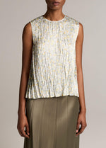 Citrine Bloom Pleated Satin Top - US 1072