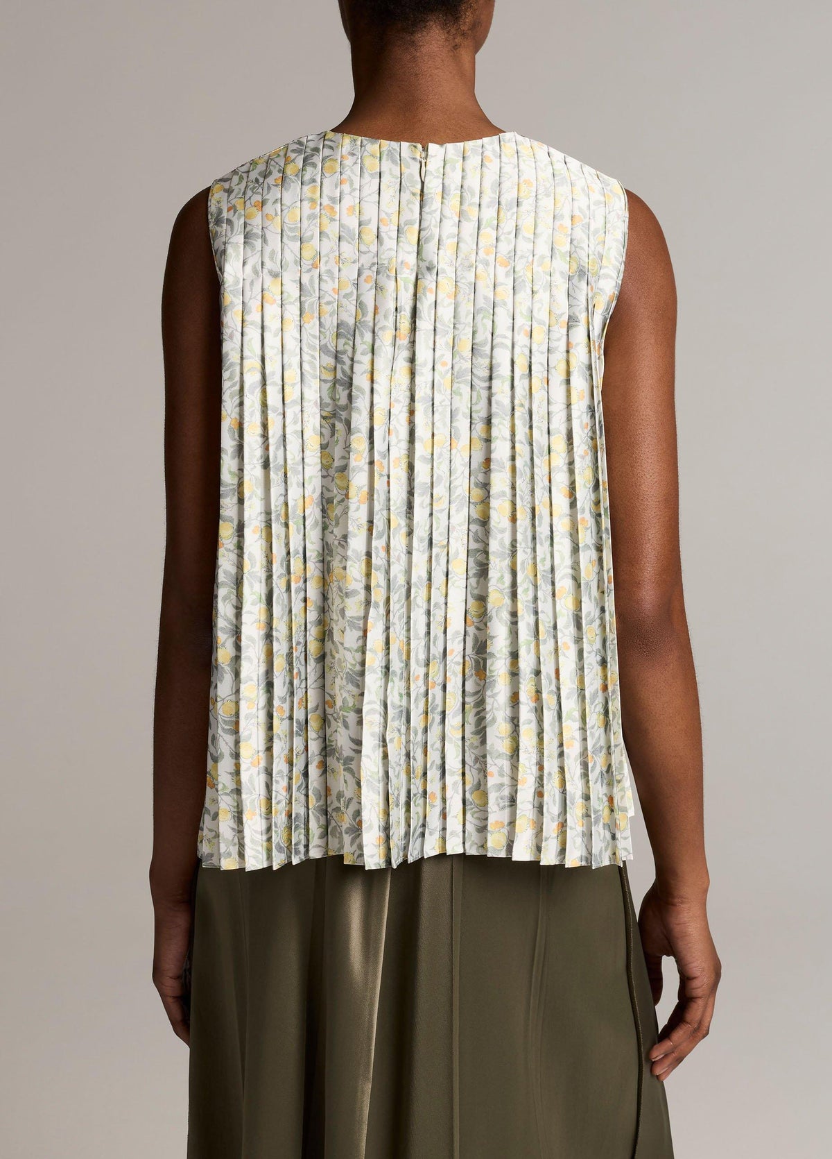 Citrine Bloom Pleated Satin Top - US 1072