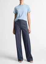 Colette High-Rise Cotton-Linen Chambray Bias Pant - US 8832