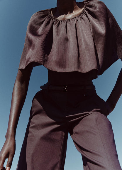 Convertible Plissé Cape Top - US 8322