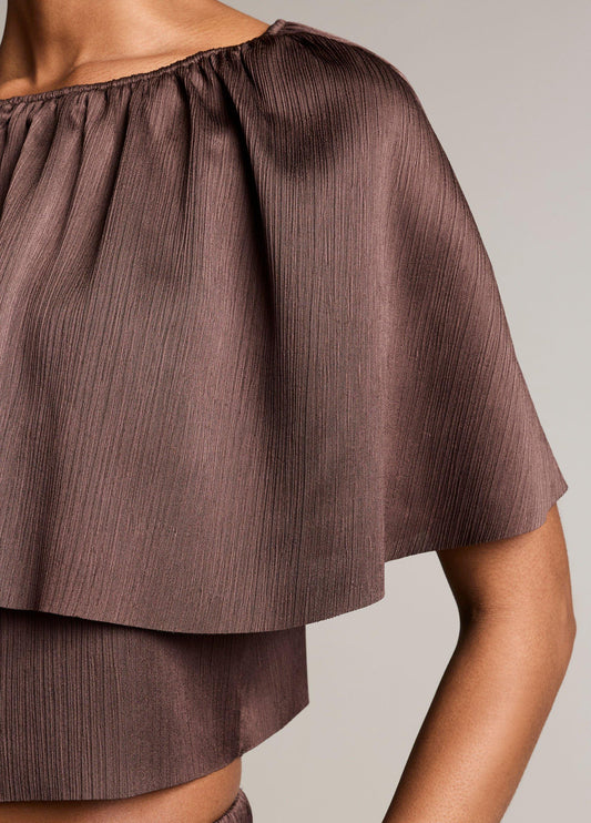 Convertible Plissé Cape Top - US 8322