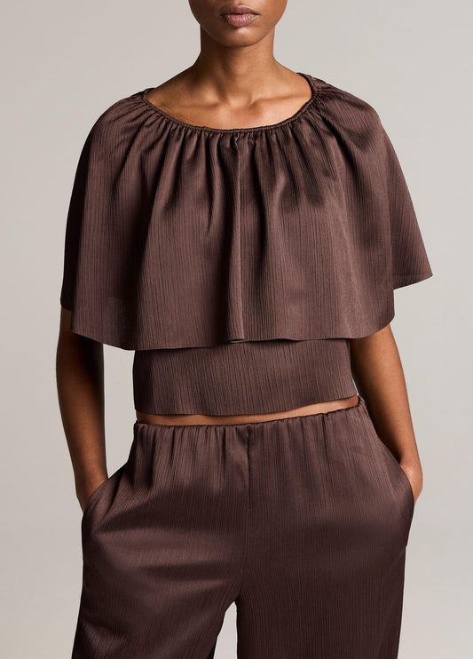 Convertible Plissé Cape Top - US 8322