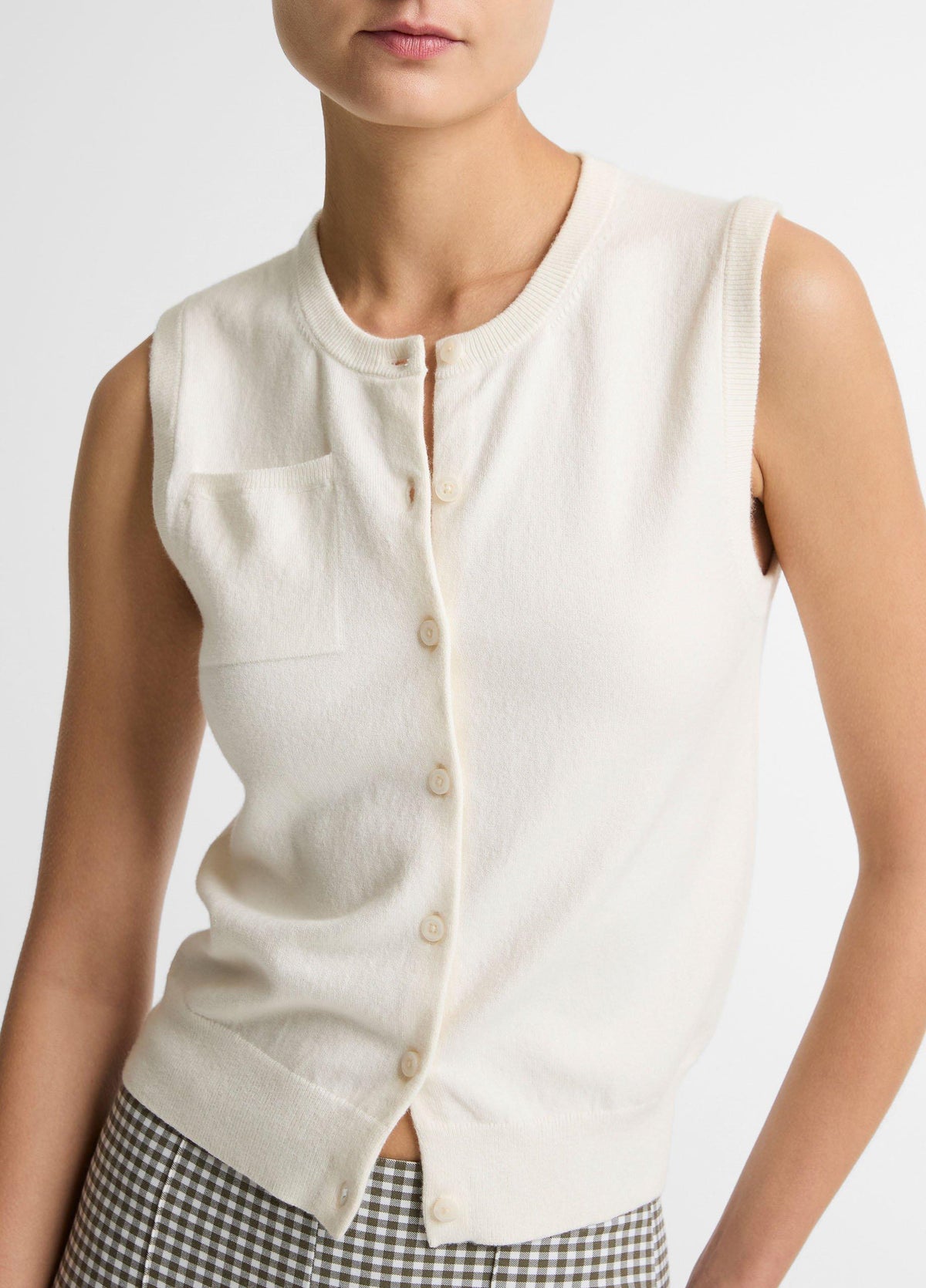 Cotton & Cashmere-Blend Button-Front Shell - US 6995
