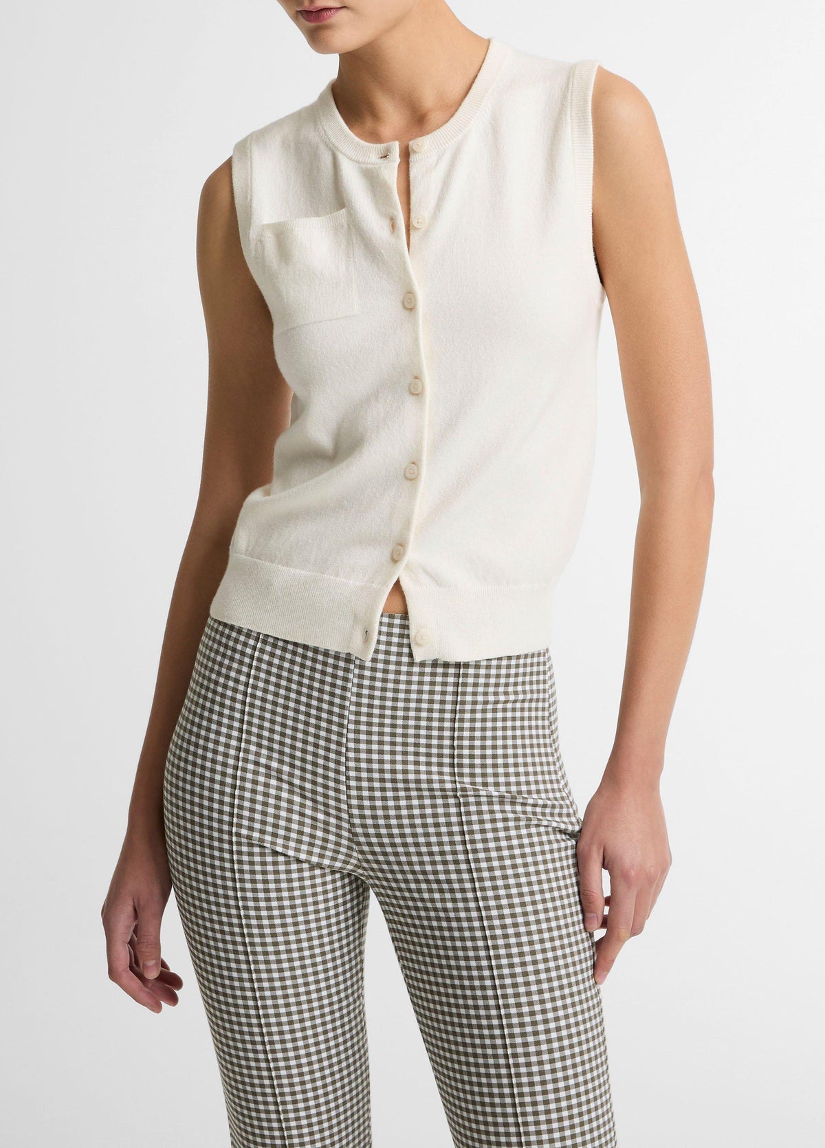 Cotton & Cashmere-Blend Button-Front Shell - US 6995
