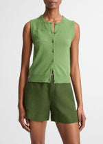 Cotton & Cashmere-Blend Button-Front Shell - US 1720