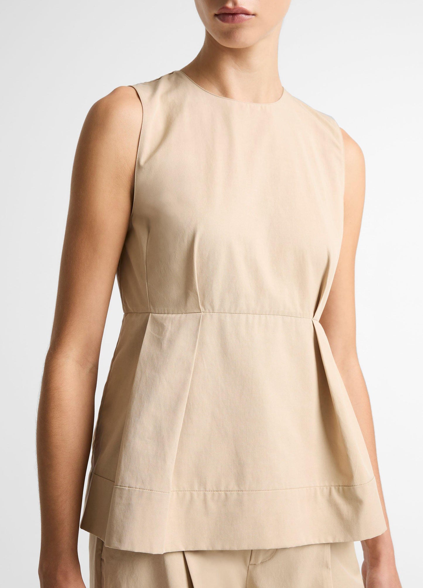 Cotton-Blend Pleated Paneled Top - US 8869