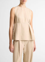 Cotton-Blend Pleated Paneled Top - US 8869