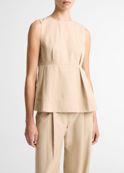 Cotton-Blend Pleated Paneled Top - US 8869