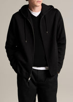 Cotton-Blend Scuba Zip-Front Hoodie - US 6232